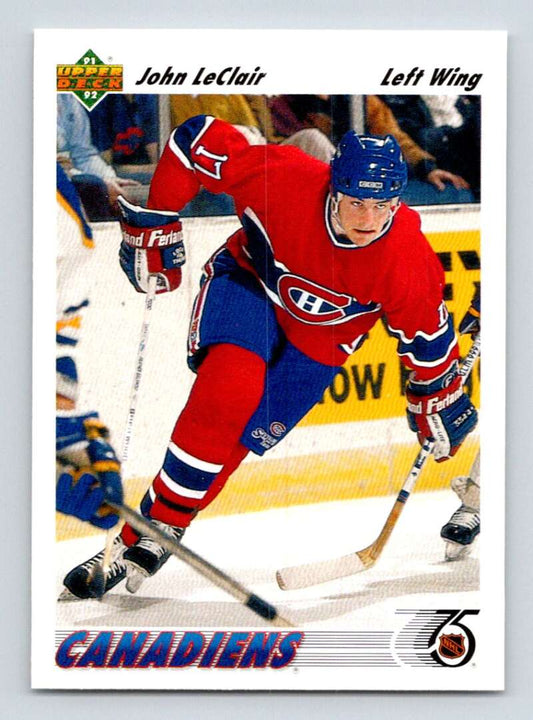 1991-92 Upper Deck #345 John LeClair  RC Rookie Montreal Canadiens  Image 1