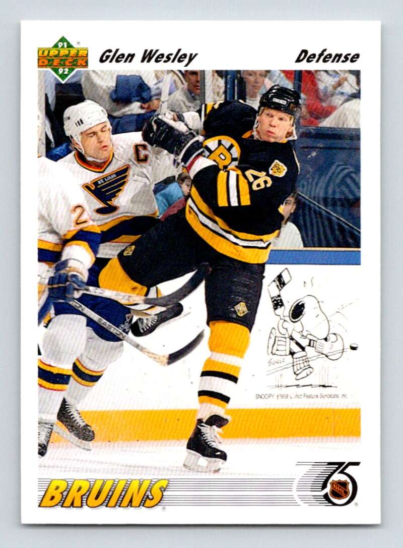 1991-92 Upper Deck #370 Glen Wesley Boston Bruins Image 1