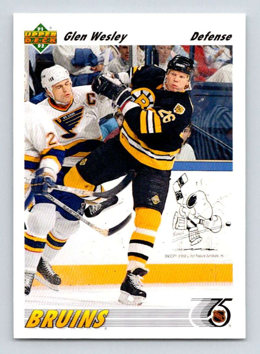 1991-92 Upper Deck #370 Glen Wesley  Boston Bruins  Image 1