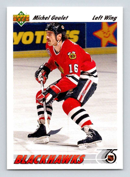 1991-92 Upper Deck #374 Michel Goulet  Chicago Blackhawks  Image 1