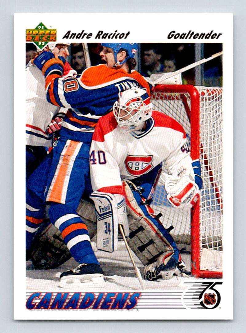 1991-92 Upper Deck #377 Andre Racicot RC Rookie Montreal Canadiens Image 1