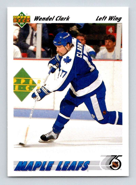 1991-92 Upper Deck #386 Wendel Clark  Toronto Maple Leafs  Image 1