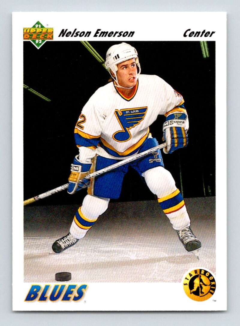 1991-92 Upper Deck #445 Nelson Emerson SR RC Rookie St. Louis Blues Image 1