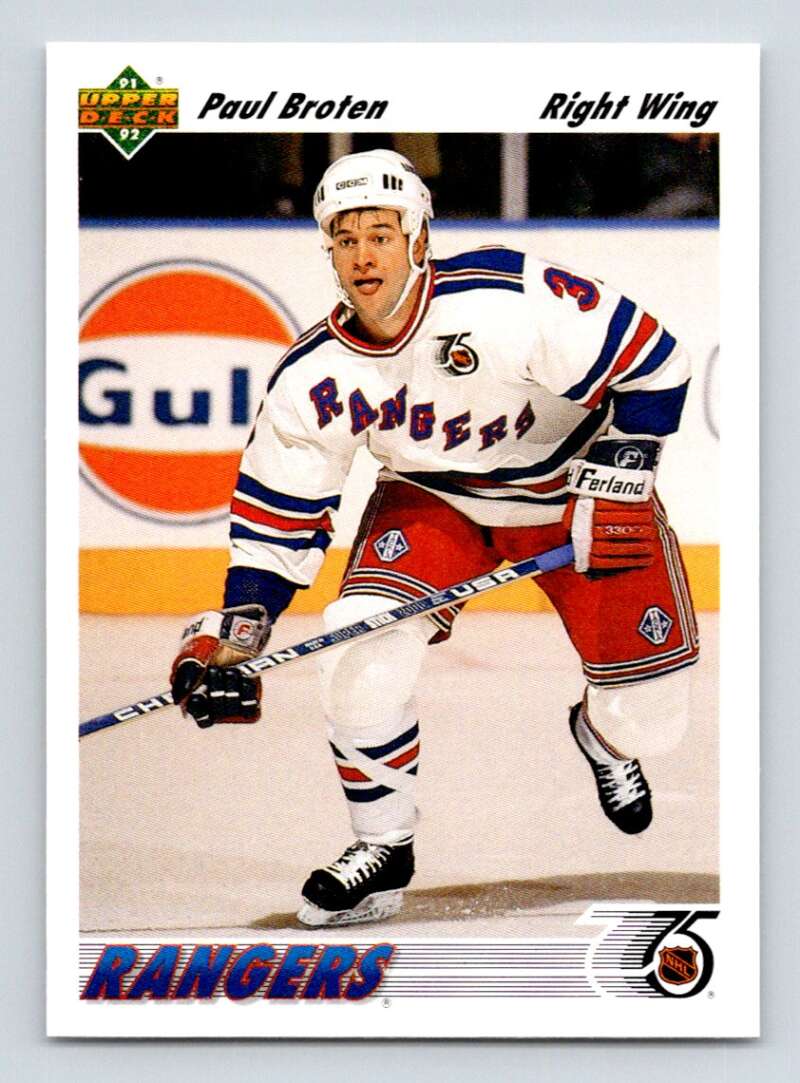 1991-92 Upper Deck #550 Paul Broten New York Rangers Image 1