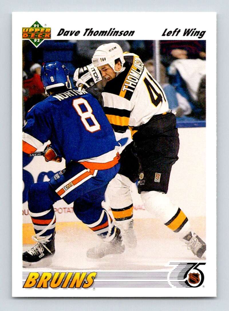 1991-92 Upper Deck #557 Dave Thomlinson Boston Bruins Image 1