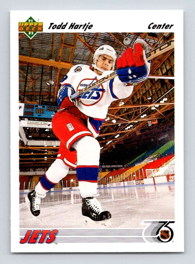 1991-92 Upper Deck #568 Todd Hartje RC Rookie Winnipeg Jets Image 1