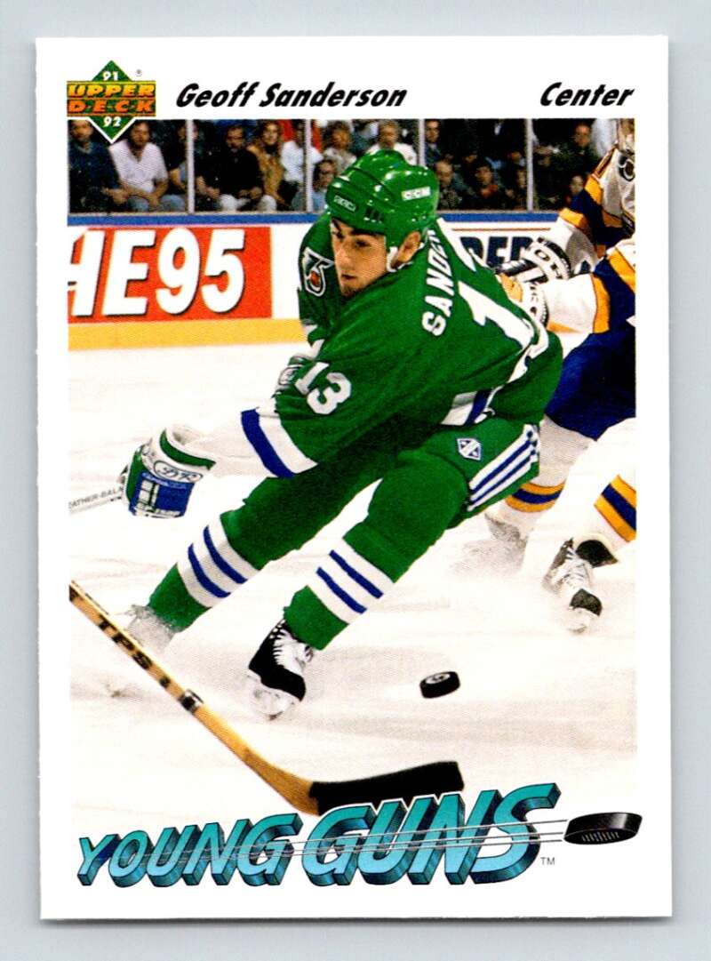 1991-92 Upper Deck #588 Geoff Sanderson RC Rookie Hartford Whalers Image 1