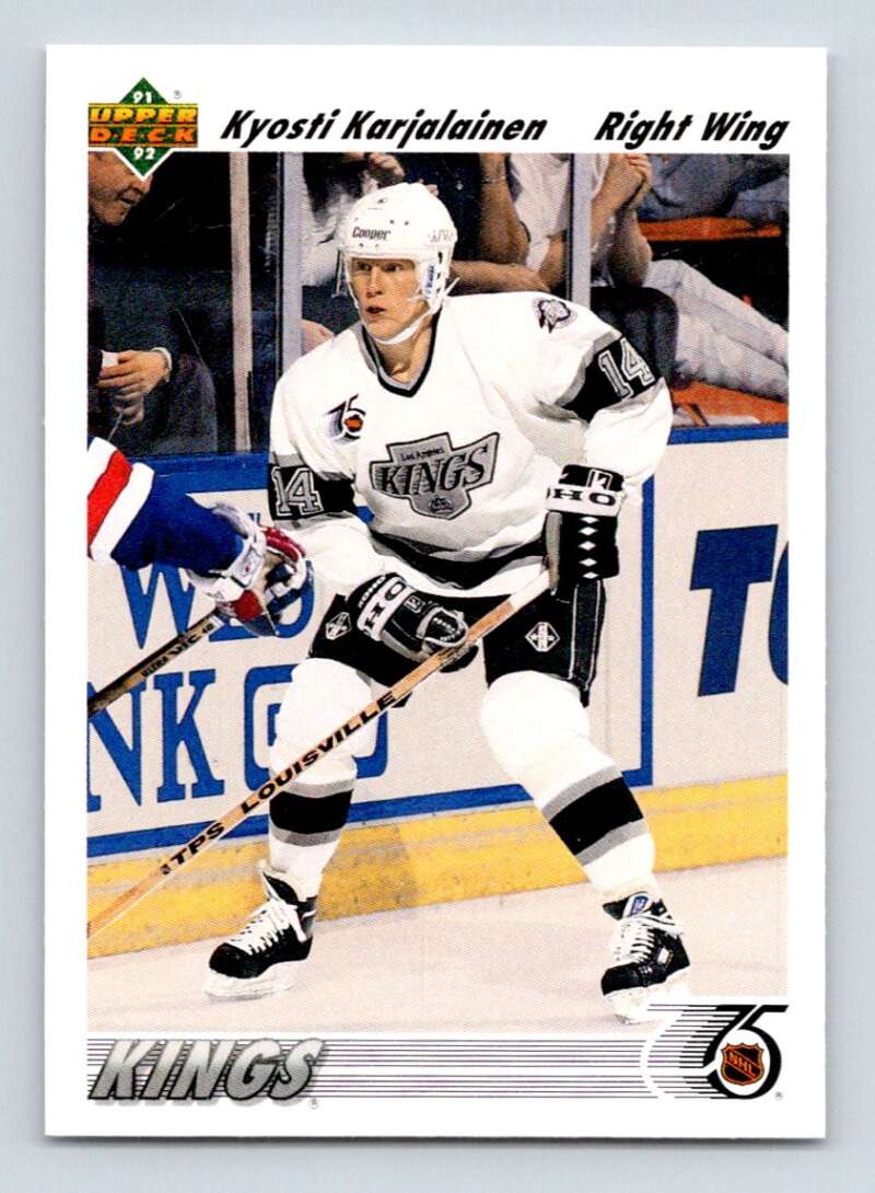 1991-92 Upper Deck #606 Kyosti Karjalainen RC Rookie Los Angeles Kings Image 1