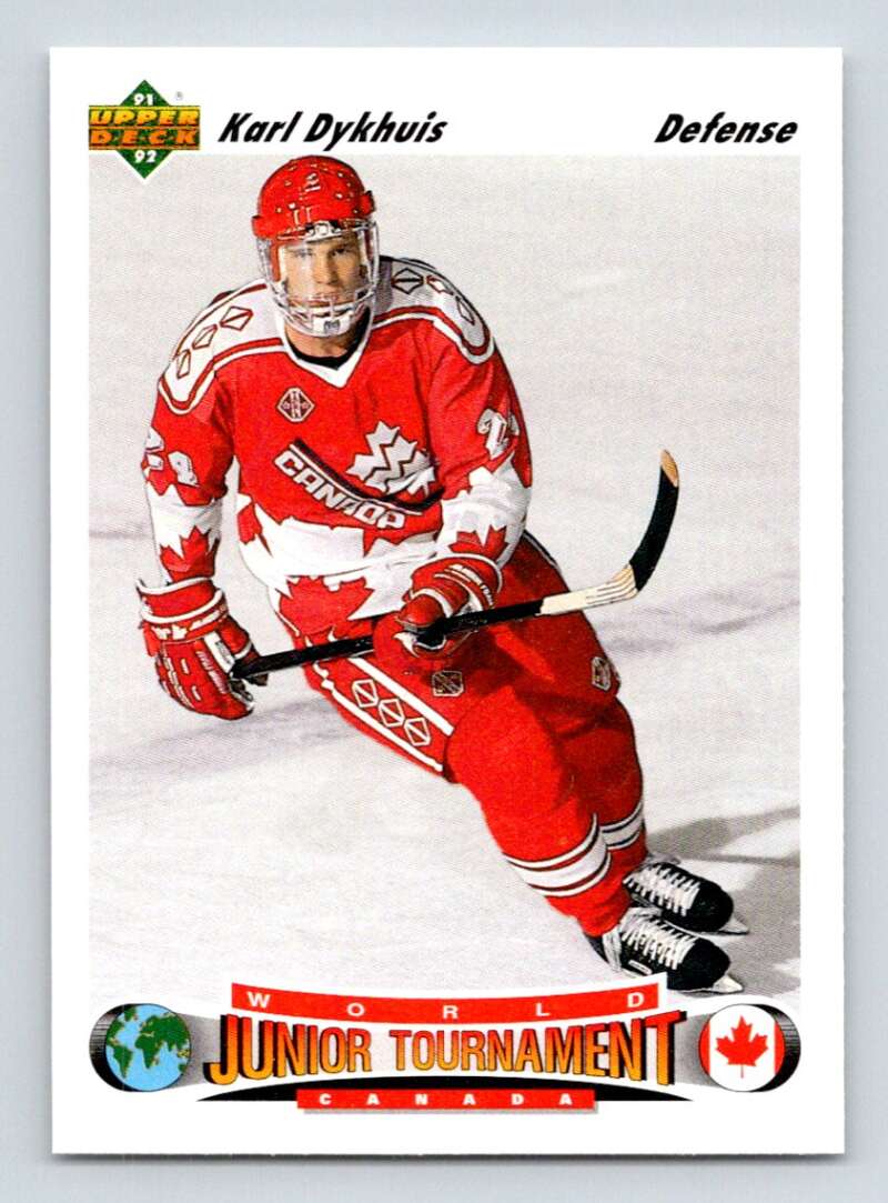 1991-92 Upper Deck #688 Karl Dykhuis RC Rookie Chicago Blackhawks Image 1