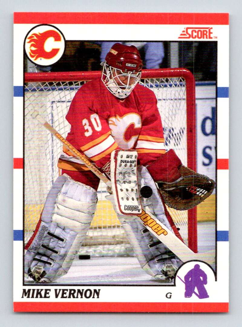 1990-91 Score Canadian Hockey #52 Mike Vernon UER Calgary Flames Image 1