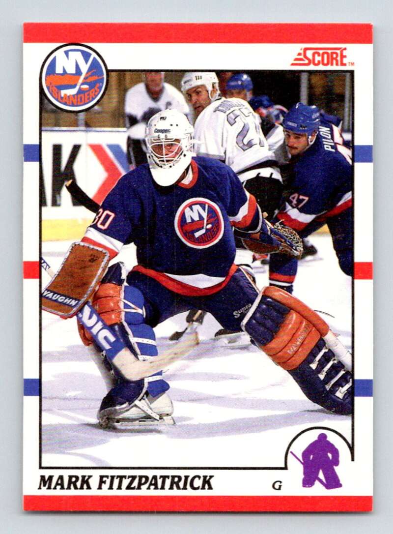1990-91 Score Canadian Hockey #102 Mark Fitzpatrick RC Rookie Islanders Image 1