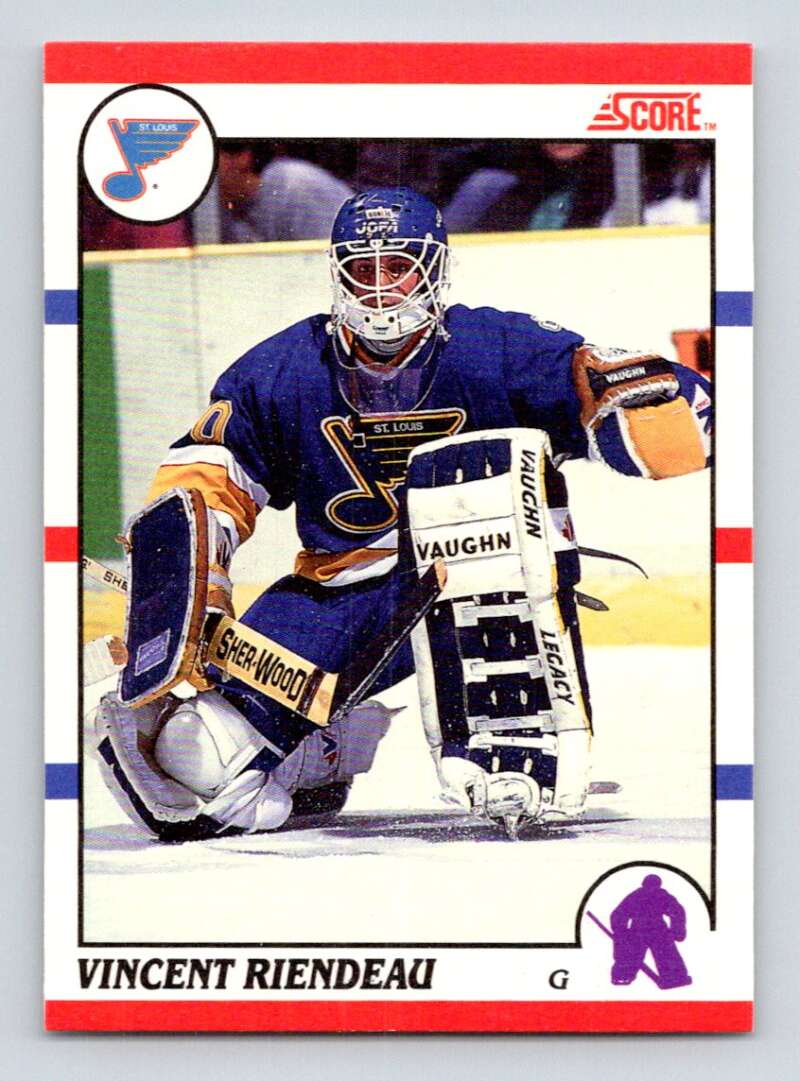 1990-91 Score Canadian Hockey #107 Vincent Riendeau RC Rookie St. Louis Blues Image 1