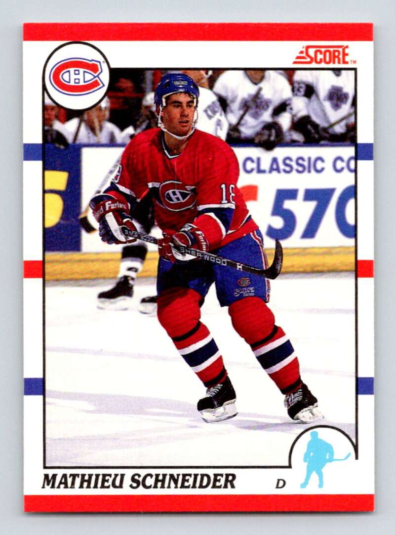 1990-91 Score Canadian Hockey #127 Mathieu Schneider RC Rookie Montreal Canadiens Image 1