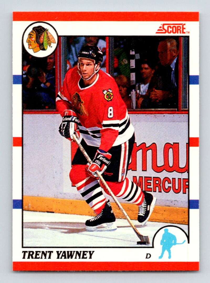 1990-91 Score Canadian Hockey #292 Trent Yawney Chicago Blackhawks Image 1