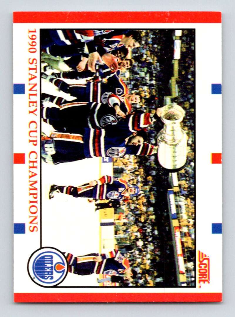 1990-91 Score Canadian Hockey #331 Edmonton Oilers Champs Image 1