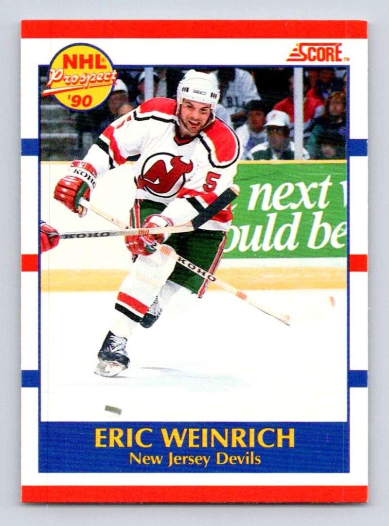 1990-91 Score Canadian Hockey #389 Eric Weinrich RC Rookie New Jersey Devils Image 1