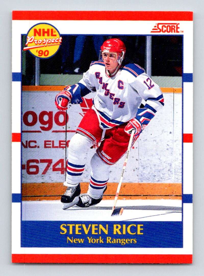 1990-91 Score Canadian Hockey #390 Steven Rice RC Rookie New York Rangers Image 1