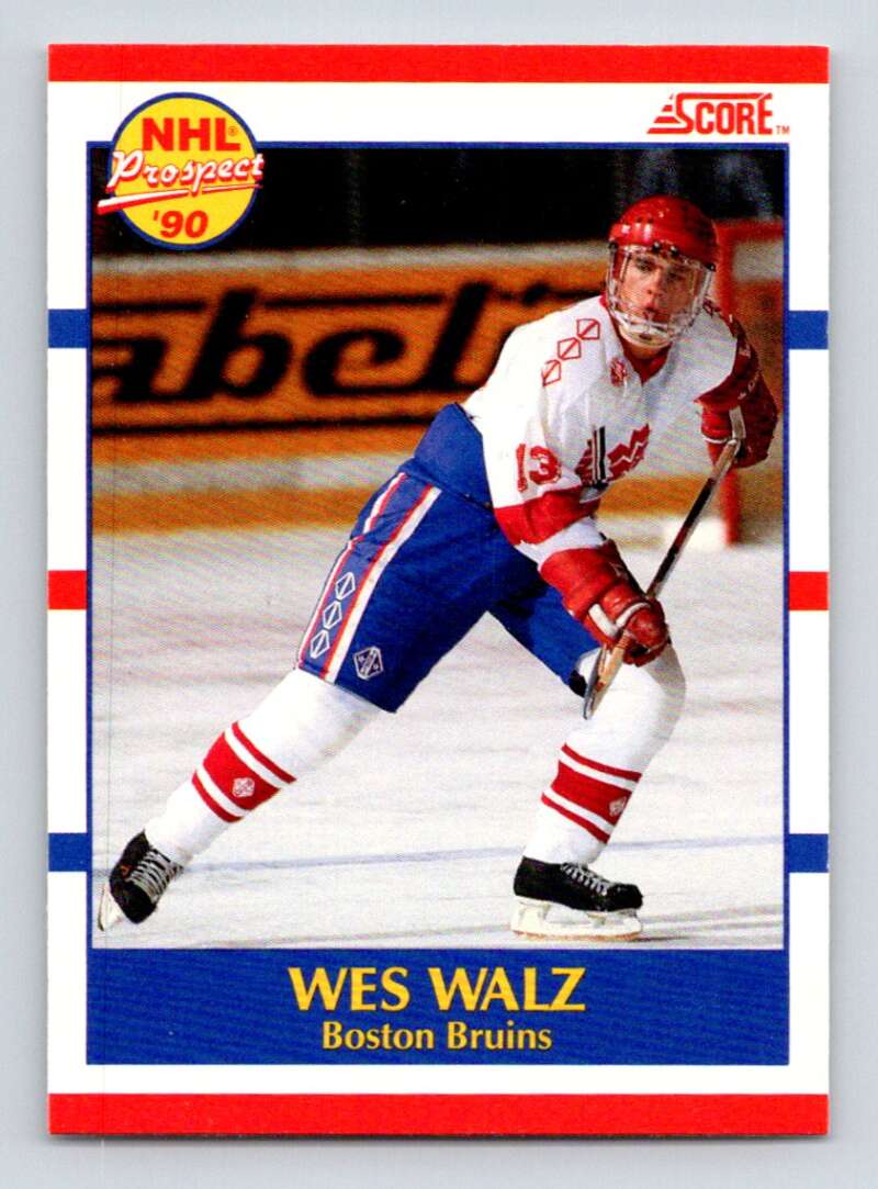 1990-91 Score Canadian Hockey #418 Wes Walz RC Rookie Boston Bruins Image 1