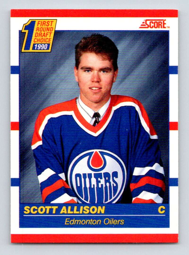 1990-91 Score Canadian Hockey #424 Scott Allison Edmonton Oilers Image 1