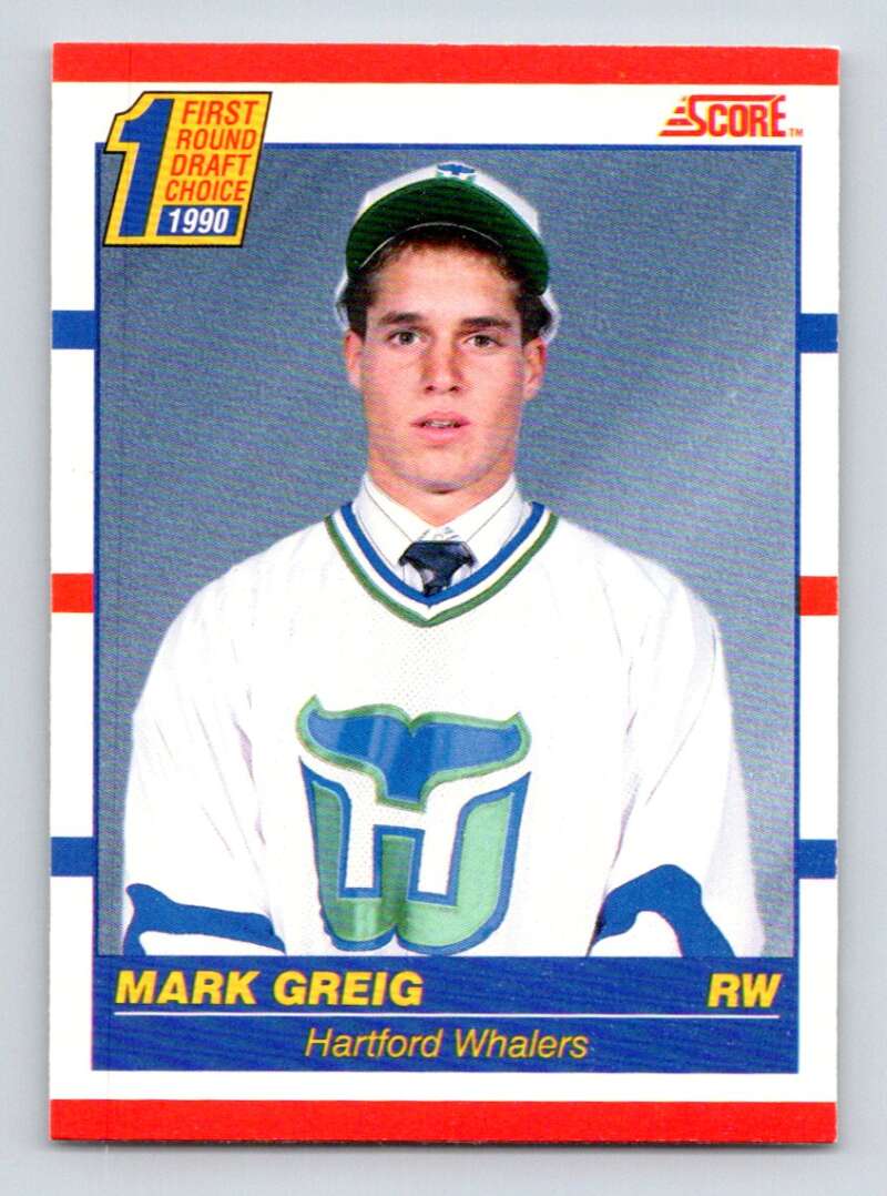 1990-91 Score Canadian Hockey #431 Mark Greig UER RC Rookie Hartford Whalers Image 1