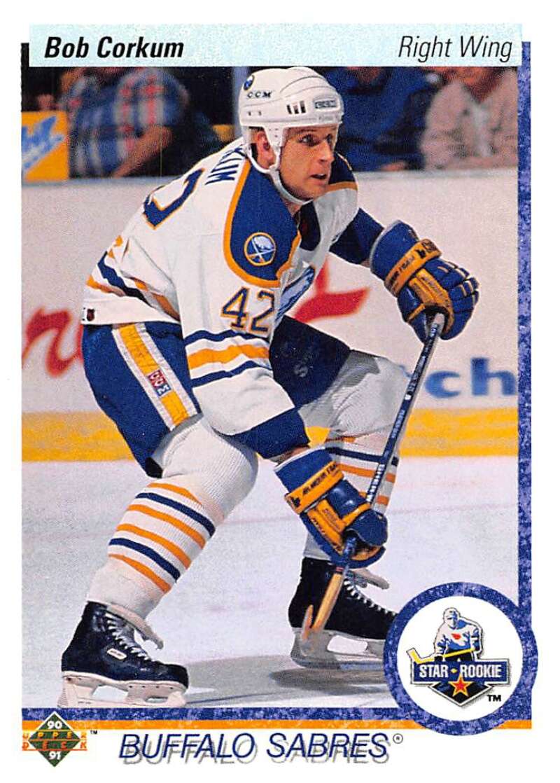 1990-91 Upper Deck Hockey #35 Bob Corkum RC Rookie Buffalo Sabres Image 1