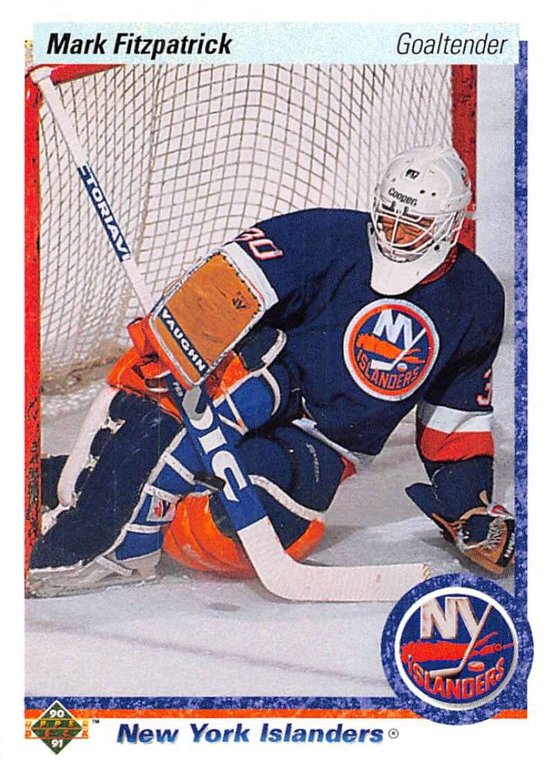 1990-91 Upper Deck Hockey #37 Mark Fitzpatrick RC Rookie New York Islanders Image 1