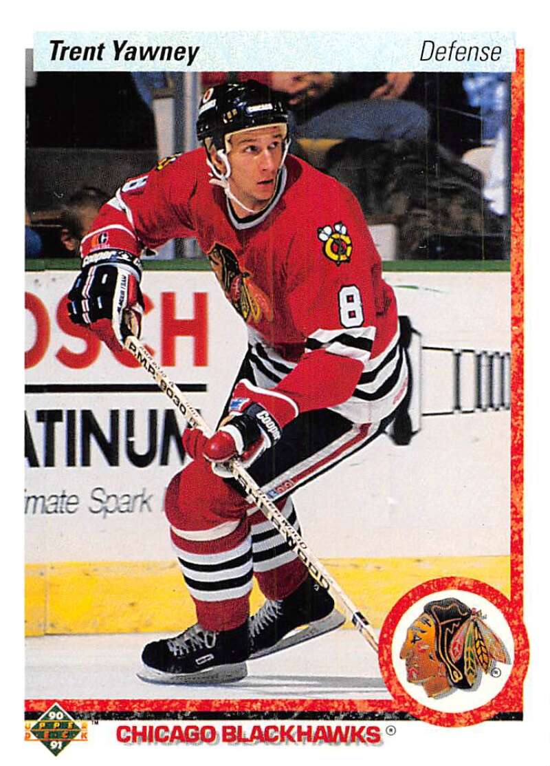 1990-91 Upper Deck Hockey #82 Trent Yawney Chicago Blackhawks Image 1