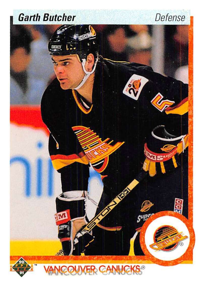1990-91 Upper Deck Hockey #98 Garth Butcher Vancouver Canucks Image 1