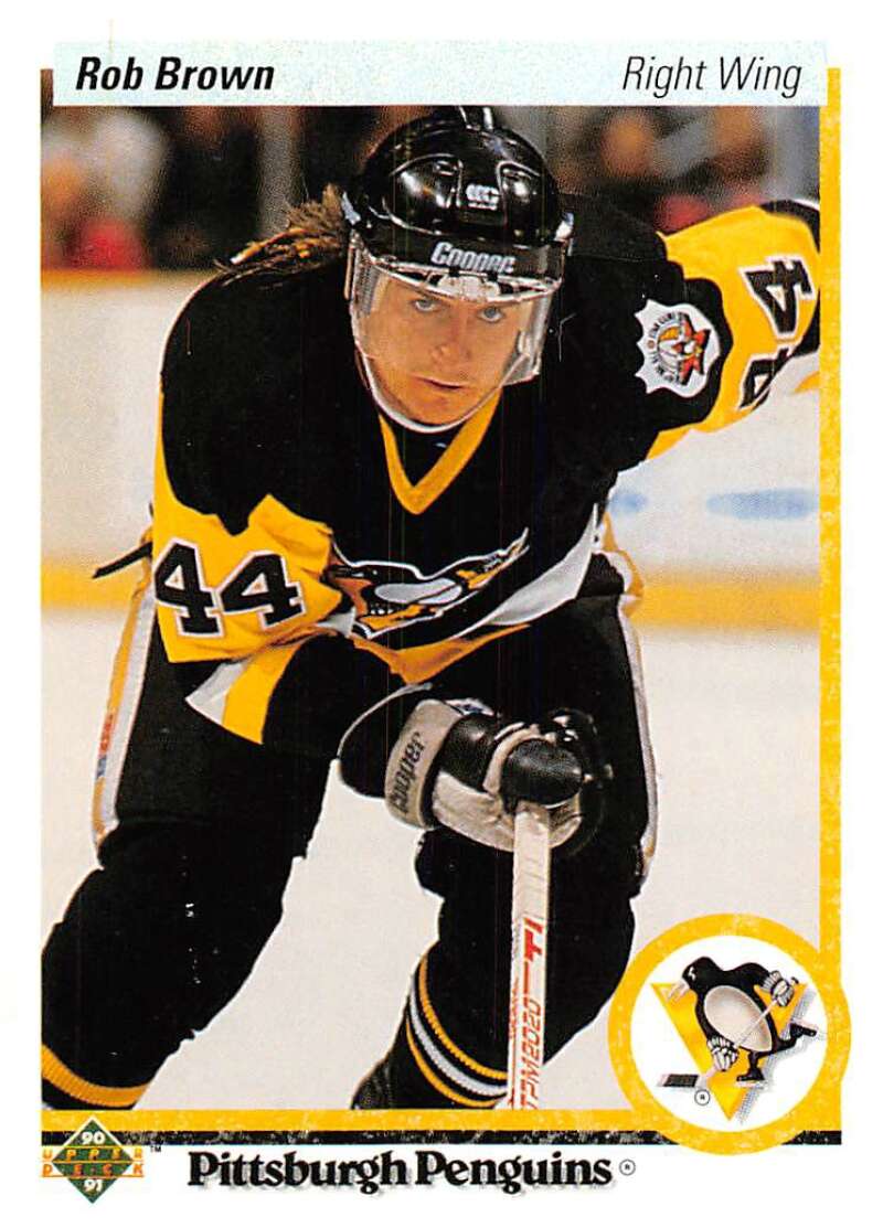 1990-91 Upper Deck Hockey #142 Rob Brown Pittsburgh Penguins Image 1