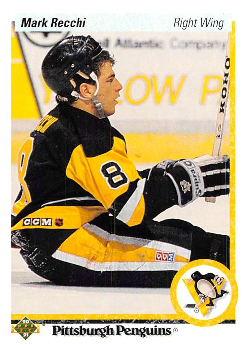 1990-91 Upper Deck Hockey #178 Mark Recchi RC Rookie Pittsburgh Penguins Image 1
