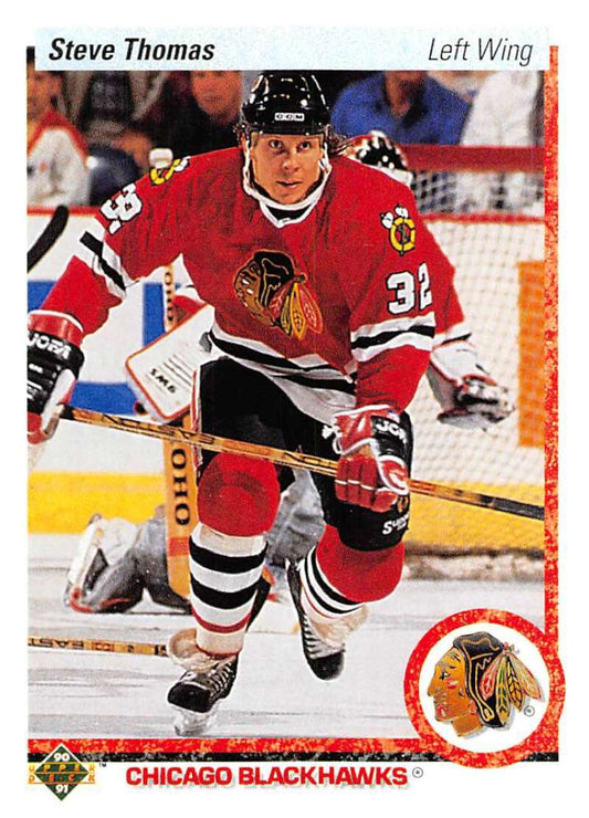 1990-91 Upper Deck Hockey  #221 Steve Thomas  Chicago Blackhawks  Image 1