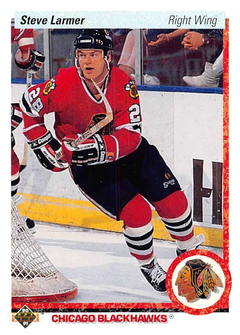 1990-91 Upper Deck Hockey #242 Steve Larmer Chicago Blackhawks Image 1
