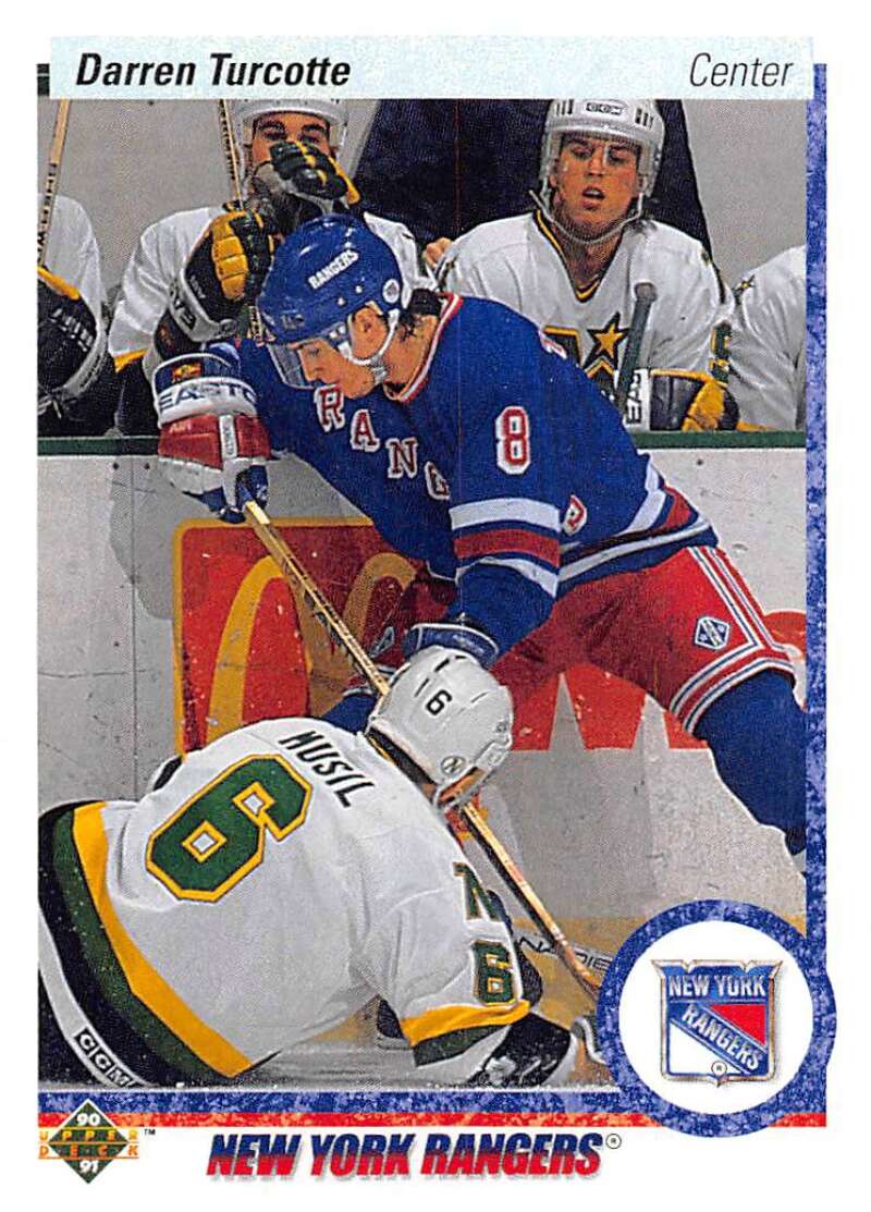 1990-91 Upper Deck Hockey #274 Darren Turcotte RC Rookie New York Rangers Image 1