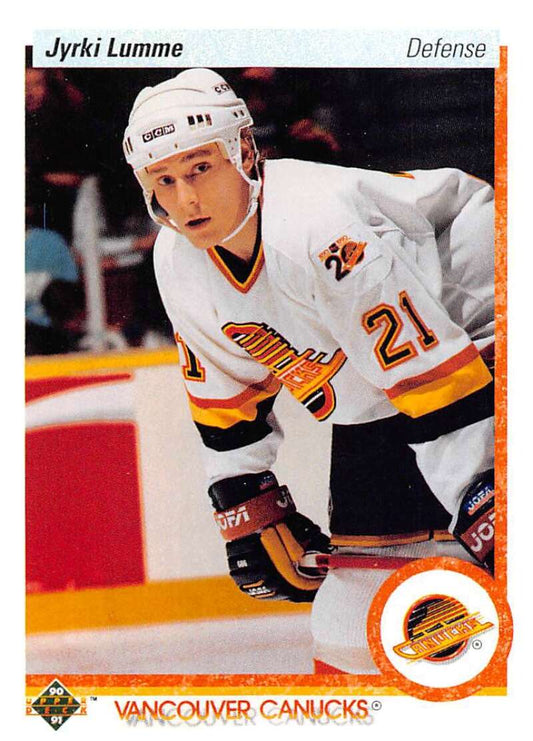1990-91 Upper Deck Hockey  #297 Jyrki Lumme  RC Rookie Vancouver Canucks  Image 1