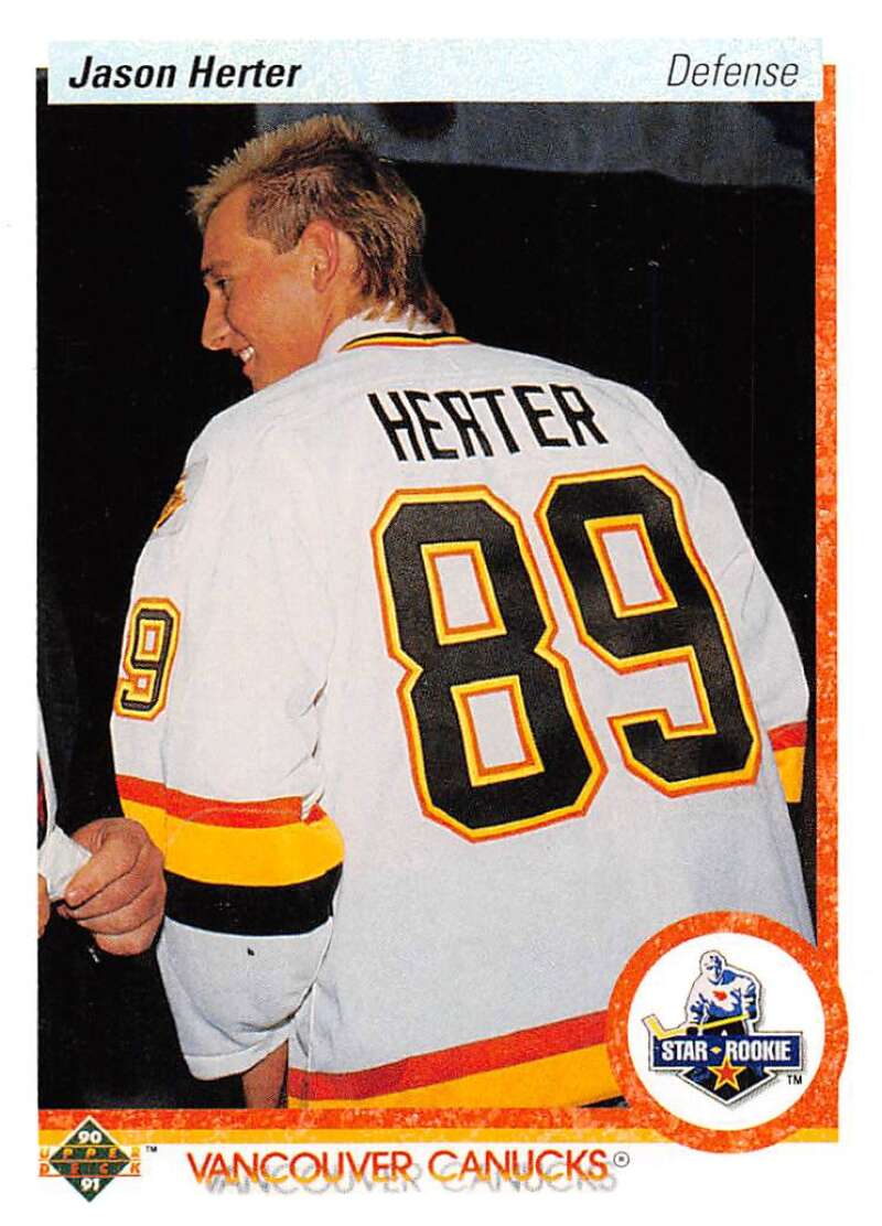 1990-91 Upper Deck Hockey #325 Jason Herter RC Rookie Vancouver Canucks Image 1