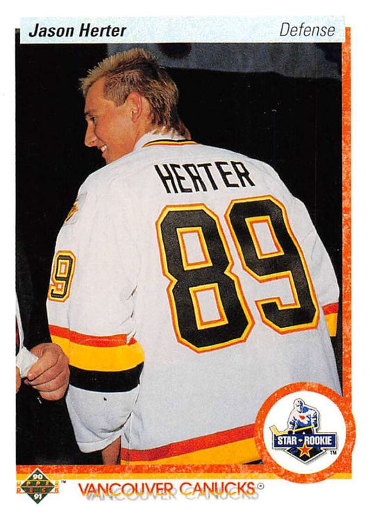1990-91 Upper Deck Hockey  #325 Jason Herter  RC Rookie Vancouver Canucks  Image 1