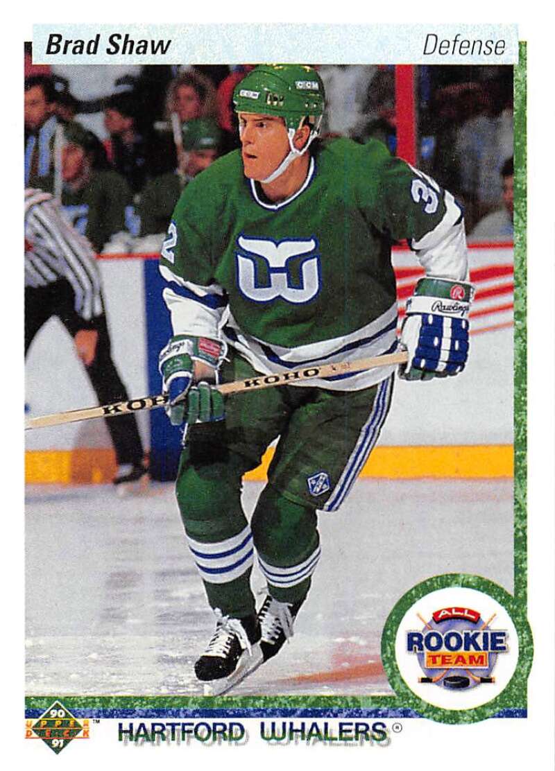 1990-91 Upper Deck Hockey #327 Brad Shaw ART Hartford Whalers Image 1