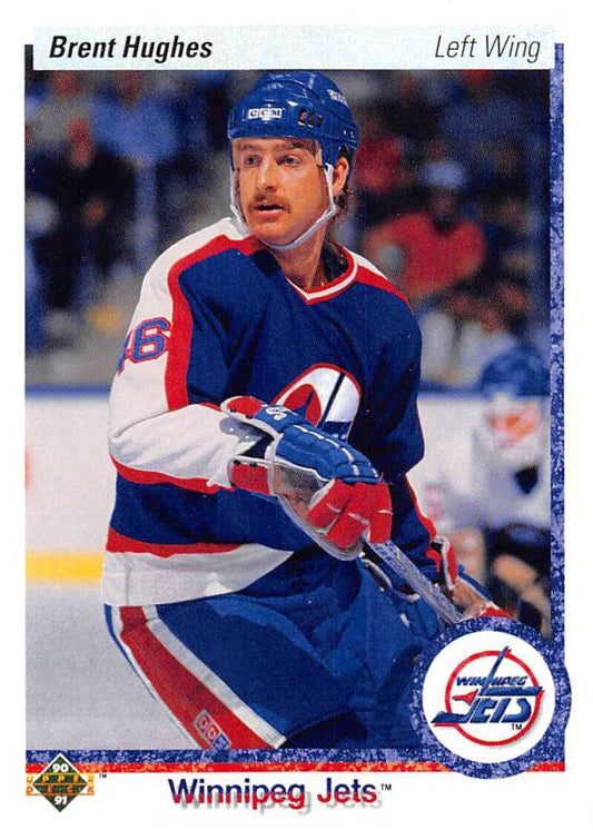 1990-91 Upper Deck Hockey  #333 Brent Hughes  RC Rookie Winnipeg Jets  Image 1