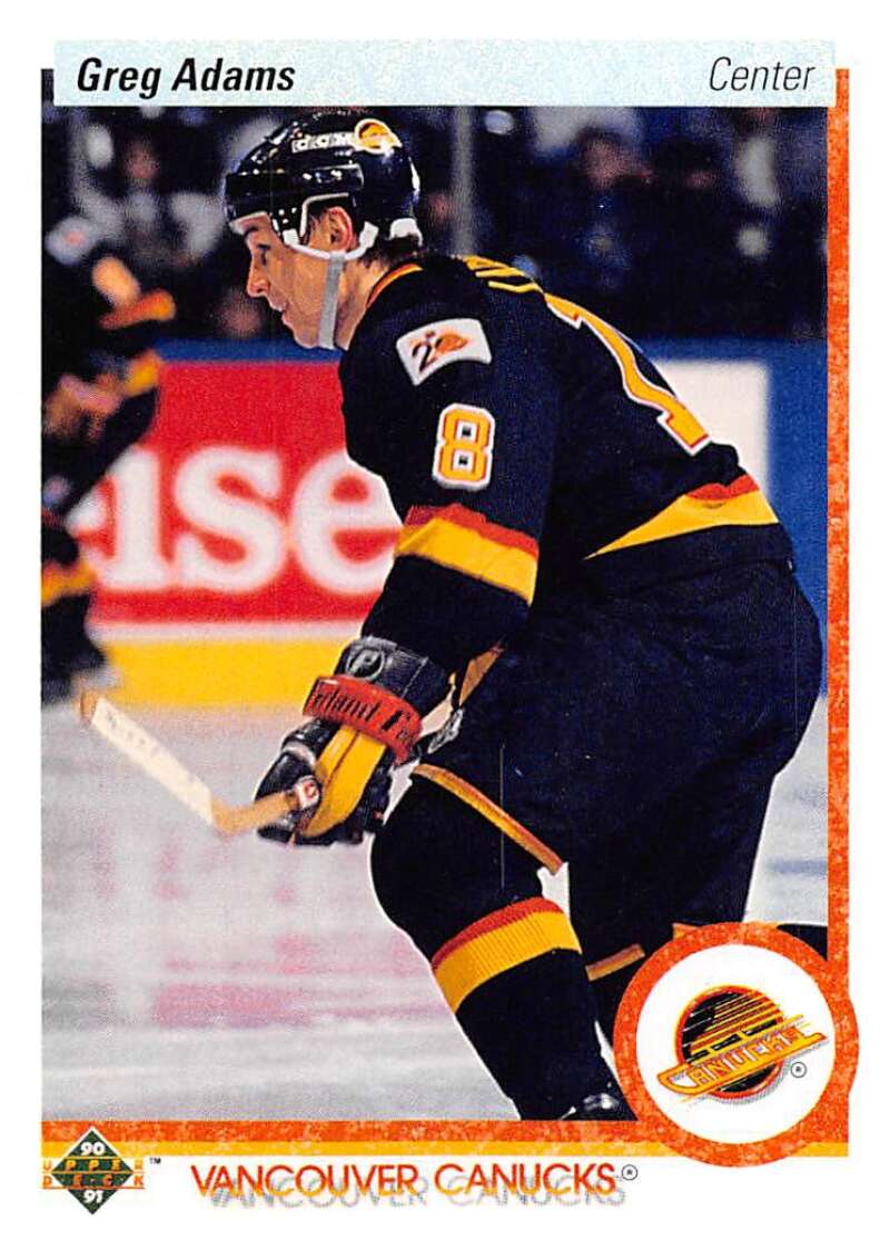 1990-91 Upper Deck Hockey #342 Greg Adams Vancouver Canucks Image 1