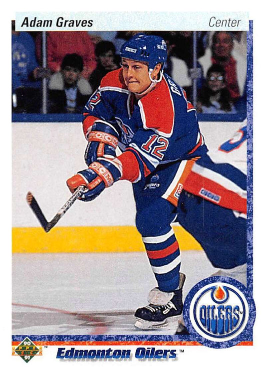 1990-91 Upper Deck Hockey  #344 Adam Graves  RC Rookie Edmonton Oilers  Image 1
