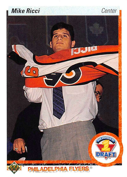 1990-91 Upper Deck Hockey  #355 Mike Ricci  RC Rookie Philadelphia Flyers  Image 1