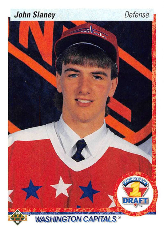 1990-91 Upper Deck Hockey  #360 John Slaney  RC Rookie Washington Capitals  Image 1