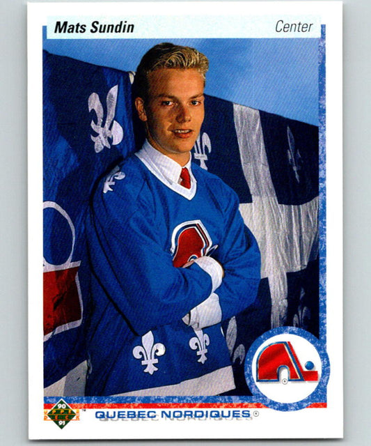 1990-91 Upper Deck Hockey  #365 Mats Sundin  RC Rookie Quebec Nordiques  Image 1