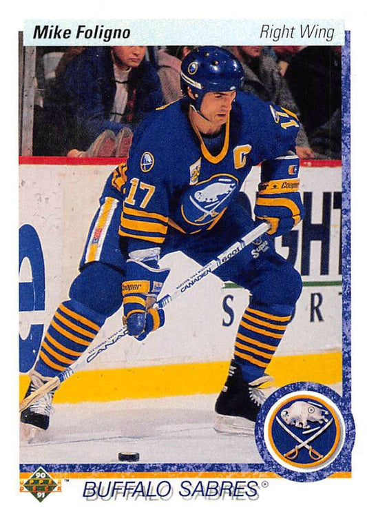 1990-91 Upper Deck Hockey  #378 Mike Foligno  Buffalo Sabres  Image 1