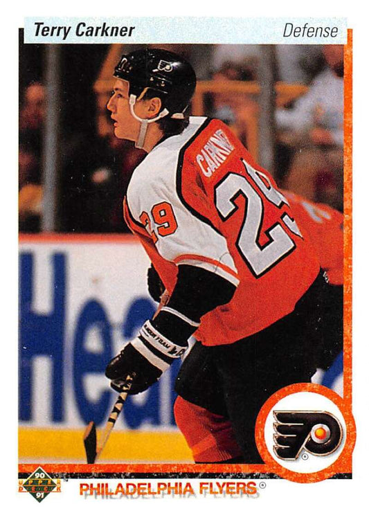 1990-91 Upper Deck Hockey  #398 Terry Carkner  Philadelphia Flyers  Image 1