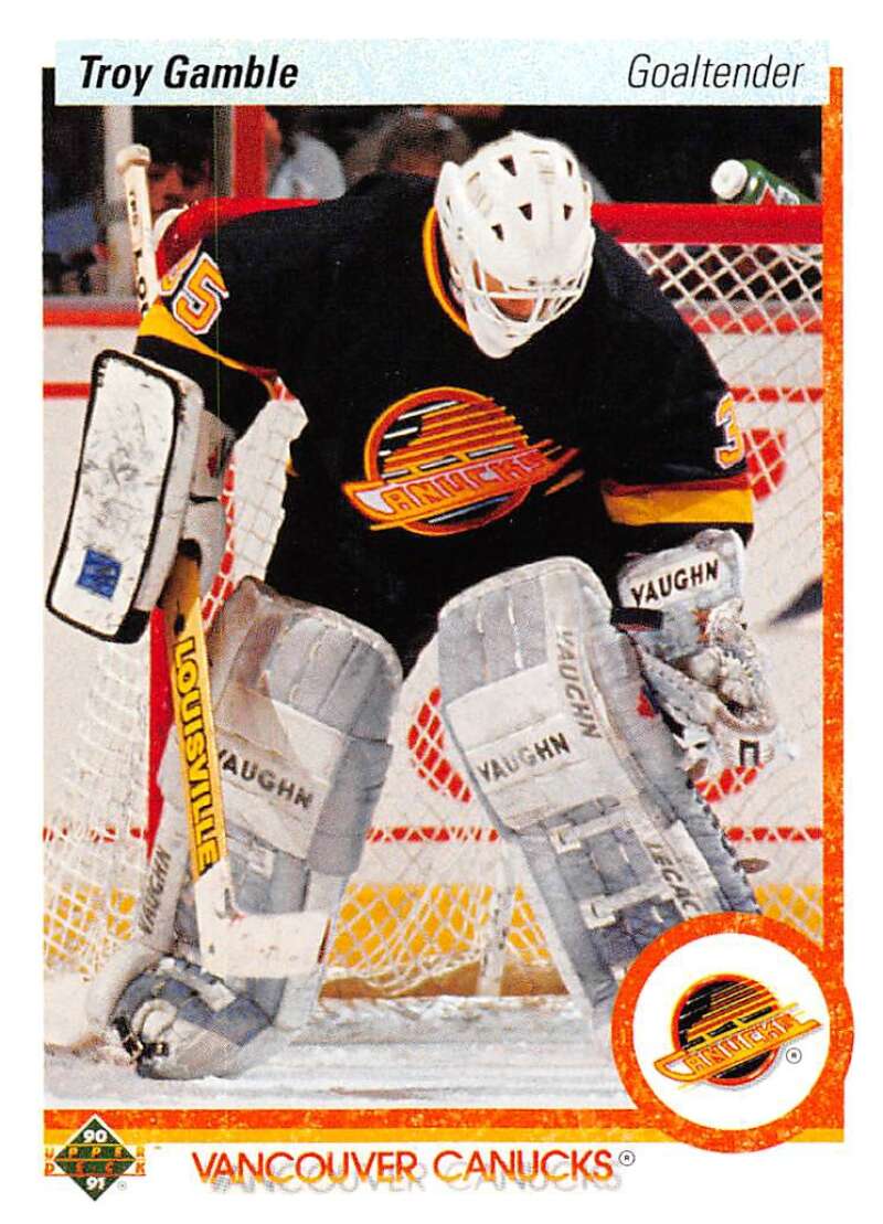 1990-91 Upper Deck Hockey #434 Troy Gamble RC Rookie Vancouver Canucks Image 1