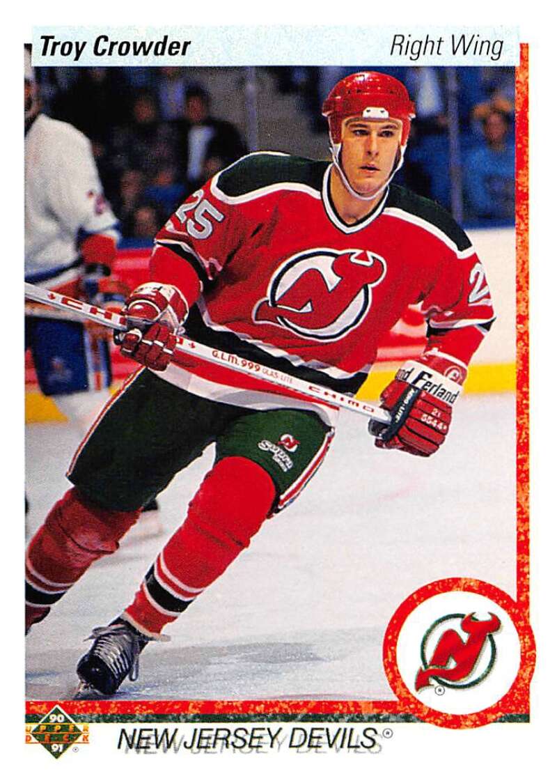 1990-91 Upper Deck Hockey #441 Troy Crowder RC Rookie New Jersey Devils Image 1