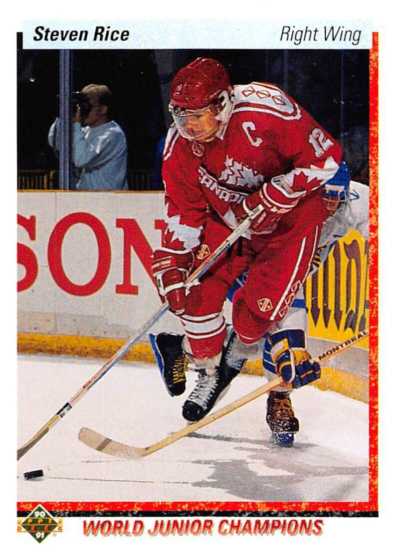 1990-91 Upper Deck Hockey #462 Steven Rice RC Rookie New York Rangers Image 1