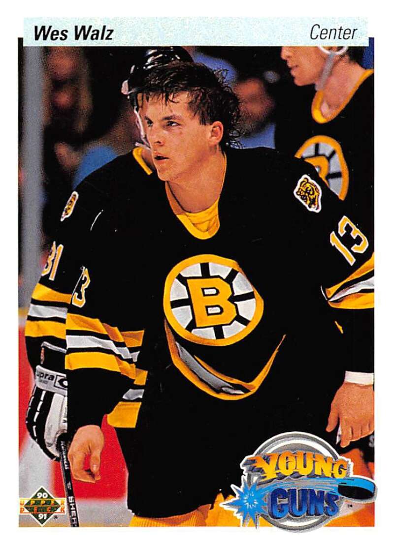 1990-91 Upper Deck Hockey #527 Wes Walz RC Rookie Boston Bruins Image 1