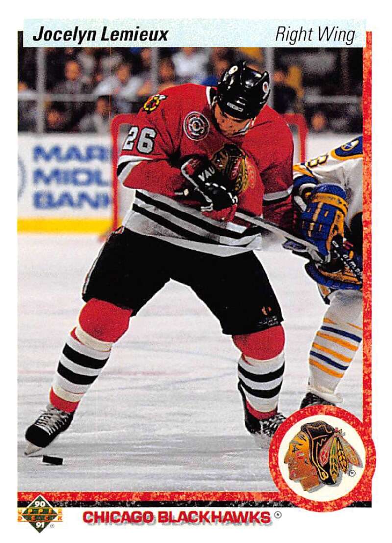1990-91 Upper Deck Hockey #544 Jocelyn Lemieux Chicago Blackhawks Image 1